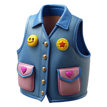 Cute Vest Embroidered Hearts, Stars, Smiley png