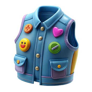 Colorful Denim Vest with Patches Cute, Fun, and Trendy png