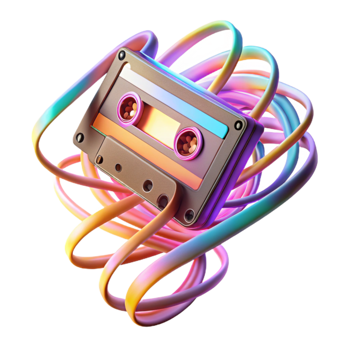 Retro Cassette Tape with Colorful Cables png