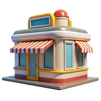Cartoon Store Building 3D Model of Retail Shop png