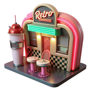 Retro Diner Neon Lights, 50s Style png