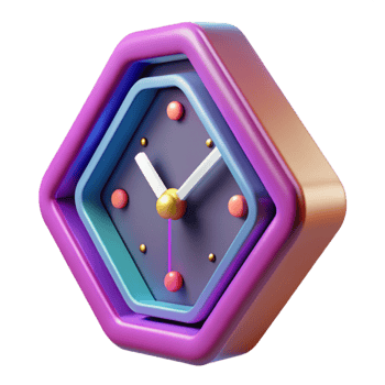 Hexagon Clock Colorful 3D Timepiece Design png