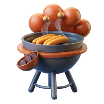Grilling Summer Sausages A 3D Render png
