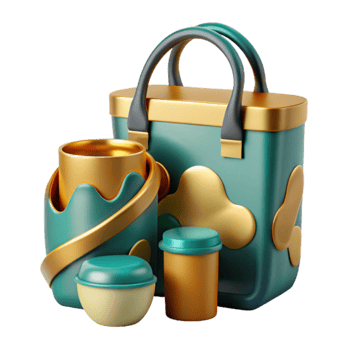 Teal and Gold Bento Box Set with Insulated Tumblers png