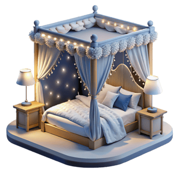 Romantic Canopy Bed Design Cozy Bedroom Decor png