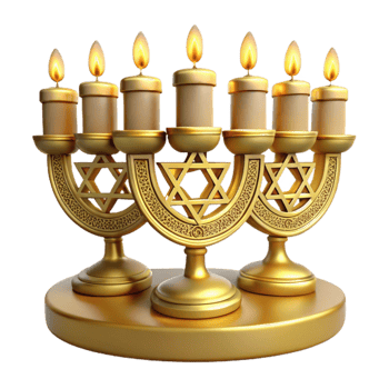 Golden Menorah with Star of David Festive Candlestick png