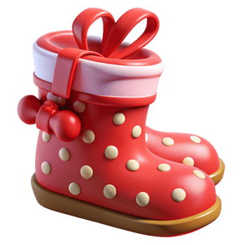 Red Polka Dot Boot Gift Illustration png