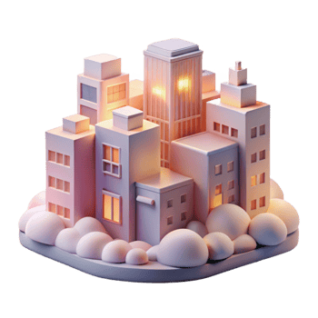 Night Cityscape Illuminated Buildings and Clouds png