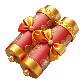 Red Gold Festive Gift Scrolls with Bows png