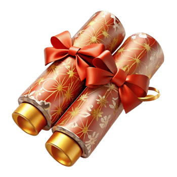 Red Gold Festive Scrolls with Bows png