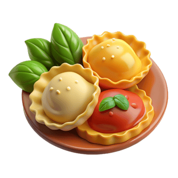Delicious Ravioli with Tomato Sauce and Basil png