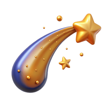 Golden Star Trail 3D Render of Celestial Event png