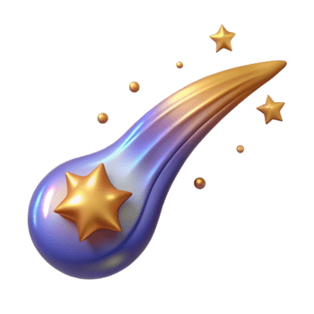Shiny Comet with Stars 3D Render png
