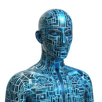 Humanoid AI Circuitry, Intelligence, and the Future of Technology png
