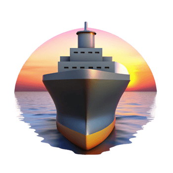 Cargo Ship at Sunset Ocean Freight Transport png