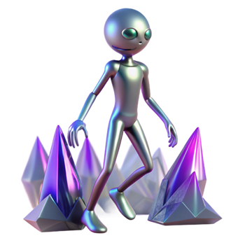 Alien Exploring Iridescent Crystals png
