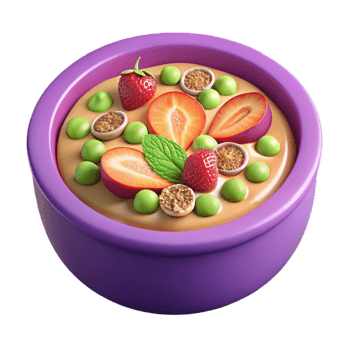 Creamy Dessert Bowl with Strawberries and Mint png