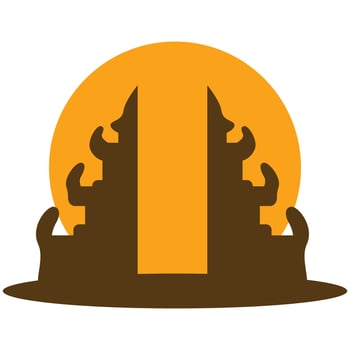 Silhouette of the iconic gate of heaven in Bali, perfect for travel blogs, tourism websites, vacation brochures, and spiritual content creation. vector