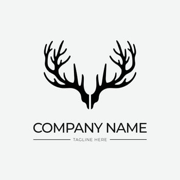 deer horn logo in black and white color vector
