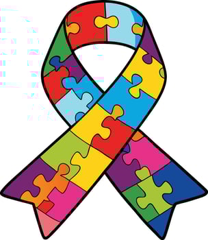 Colorful Autism Awareness Ribbon with Puzzle Pattern vector