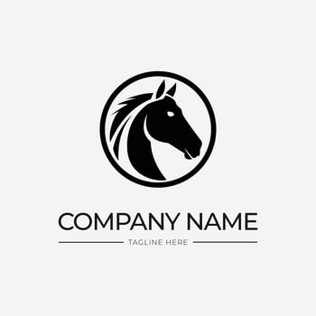 horse logo in black and white with circle vector