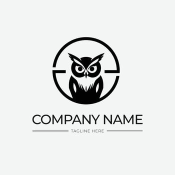owl logo in black and white vector