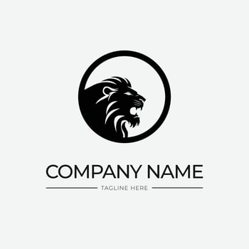 lion head logo template black and white vector