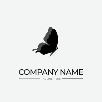 butterfly logo design template in black and white vector