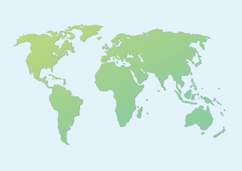Simple green world map vector