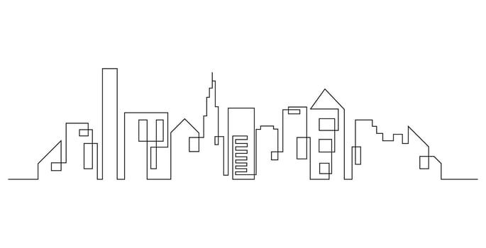 City Skyline continuous one line art drawing illustration vector