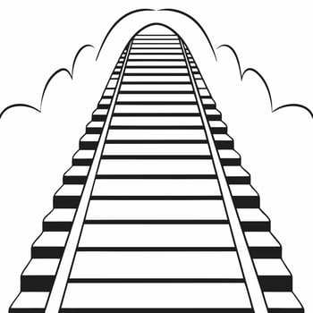 Ascending white staircase concept as Wide shot of a white staircase ascending into space Camera slowly tracks upward along the stairs symbolizing personal growth and progress Iso Square Square vector