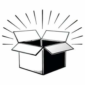 Glossy Open Box with Copy Space concept as A glossy open box sits on a plain white background leaving generous copy space above The camera captures a front facing medium shot high Square Square vector
