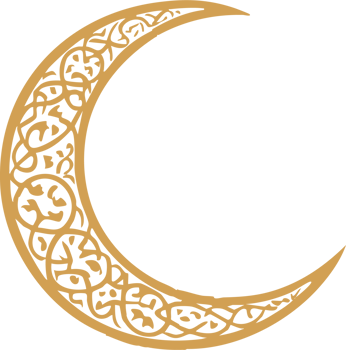 Ornate Golden Crescent Moon Islamic Design Graphic png