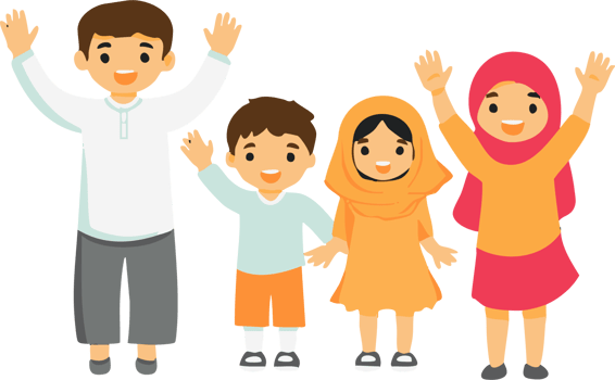 Happy Muslim Family Illustration Cartoon Clipart png