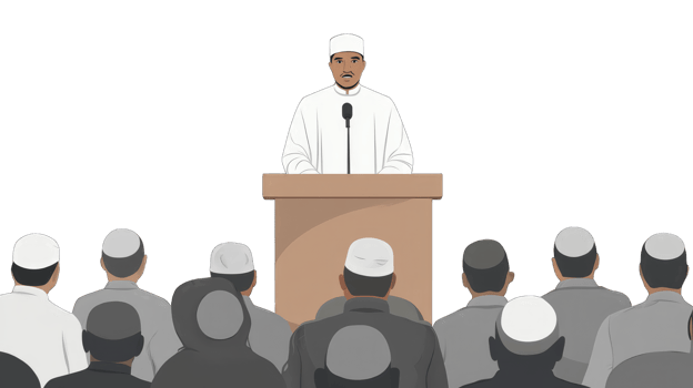 Muslim Man Giving Speech to Congregation Illustration png