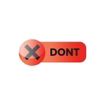 A red button with the word don't on it vector