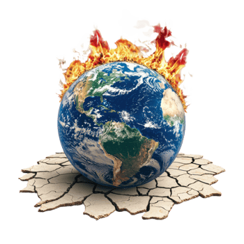 earth burning and broke land isolate on transparent background png