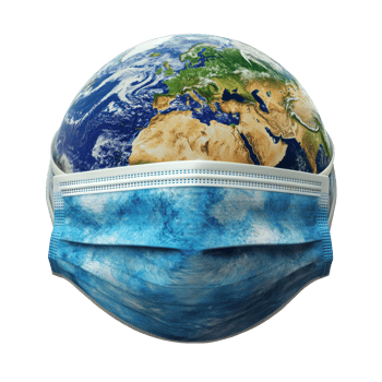 Earth wearing mask isolate on transparent background png