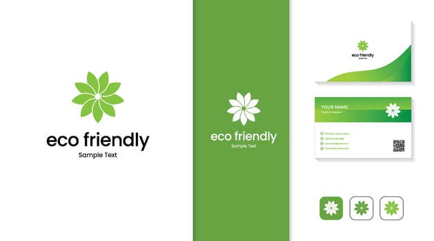Eco logo, eco friendly, leaf, green logo, organic logo including business card template vector