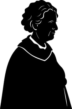 Minimalist Silhouette of an Old Woman with a Headscarf vector
