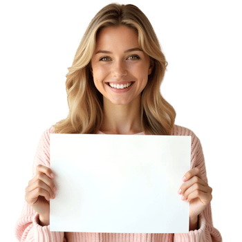 Friendly Blonde Woman with Empty Board Editable Template png