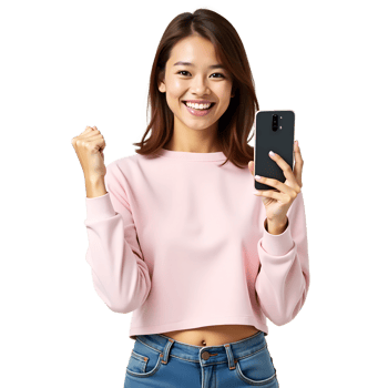 Modern Lifestyle Joyful Woman Using Smartphone for Social Media Apps png