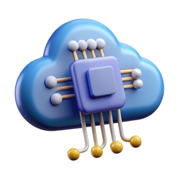 A cloud with a computer chip on top 3d ai png