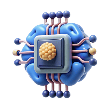 A blue and white computer chip with a yellow ball png
