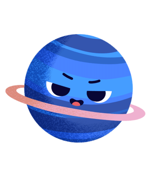 cartoon Neptune planet with face and a ring around it png