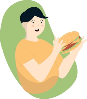 Man Eating Delicious Hamburger Illustration vector