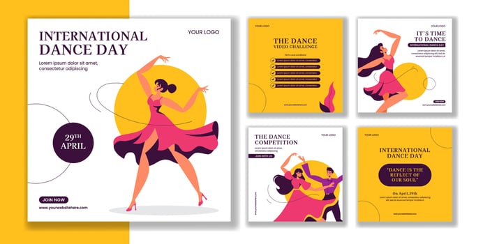 International Dance Day Celebration Social Media Template Flat Cartoon Illustration vector