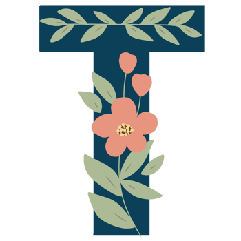 Floral Alphabet letter T png