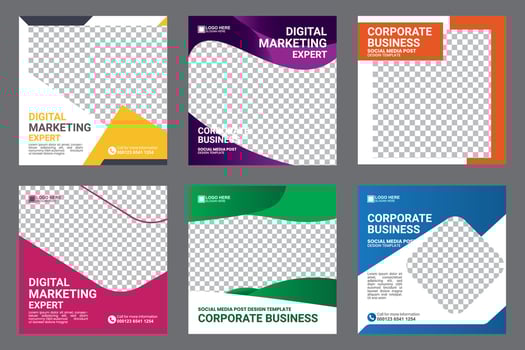 social media post design packs for digital marketers vector