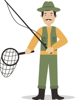 Fishing Male Character. vector